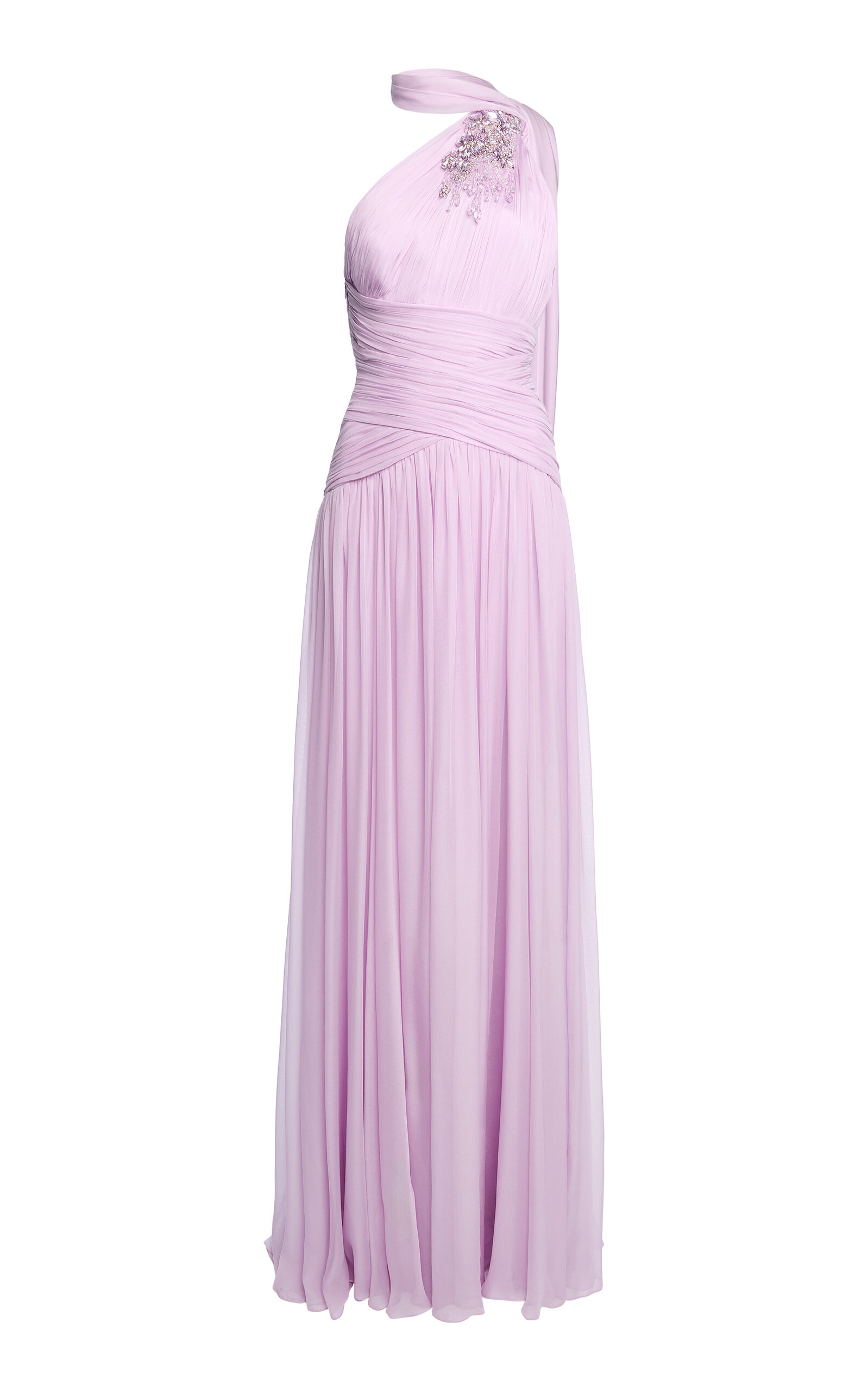 Draped Silk-Chiffon Maxi Dress