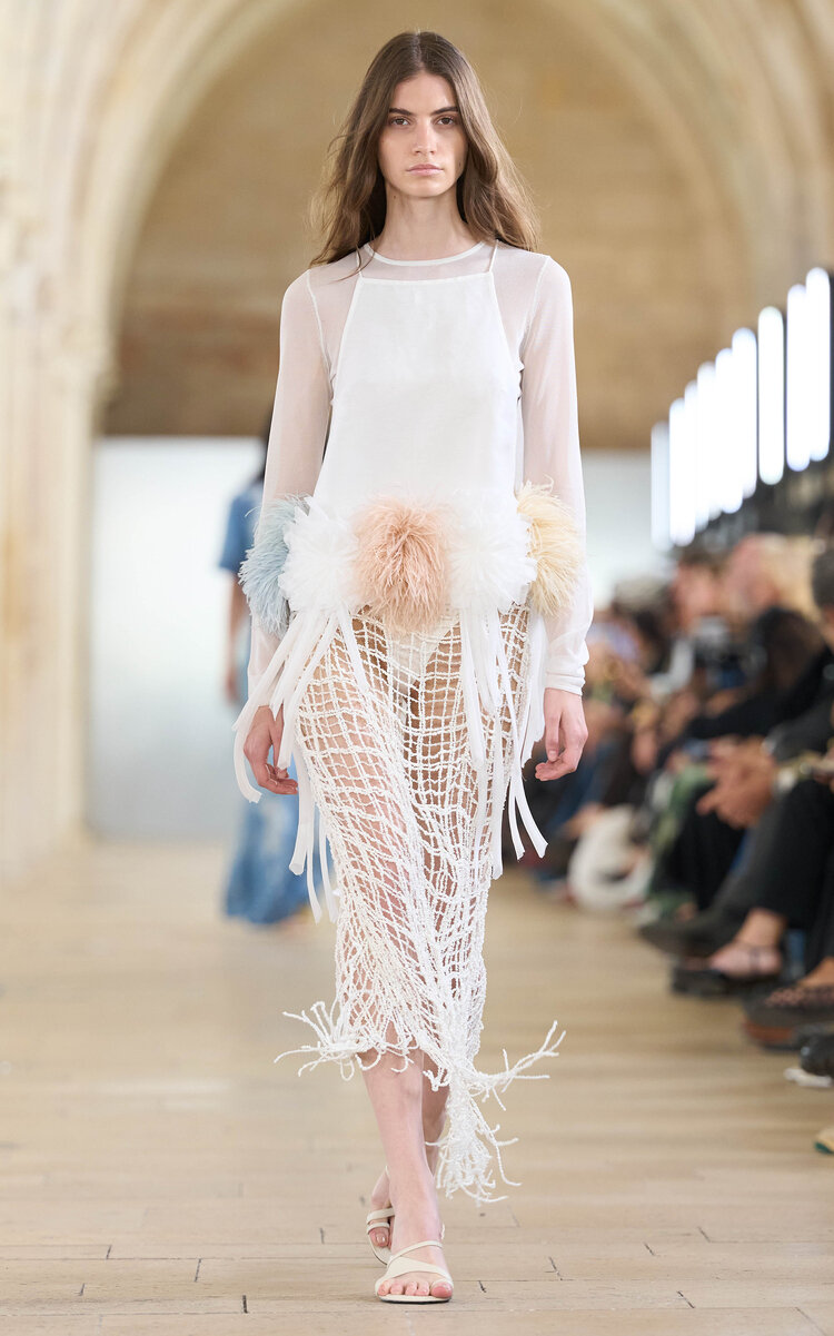 Aje Amelie Sheer Knit Top In Ivory