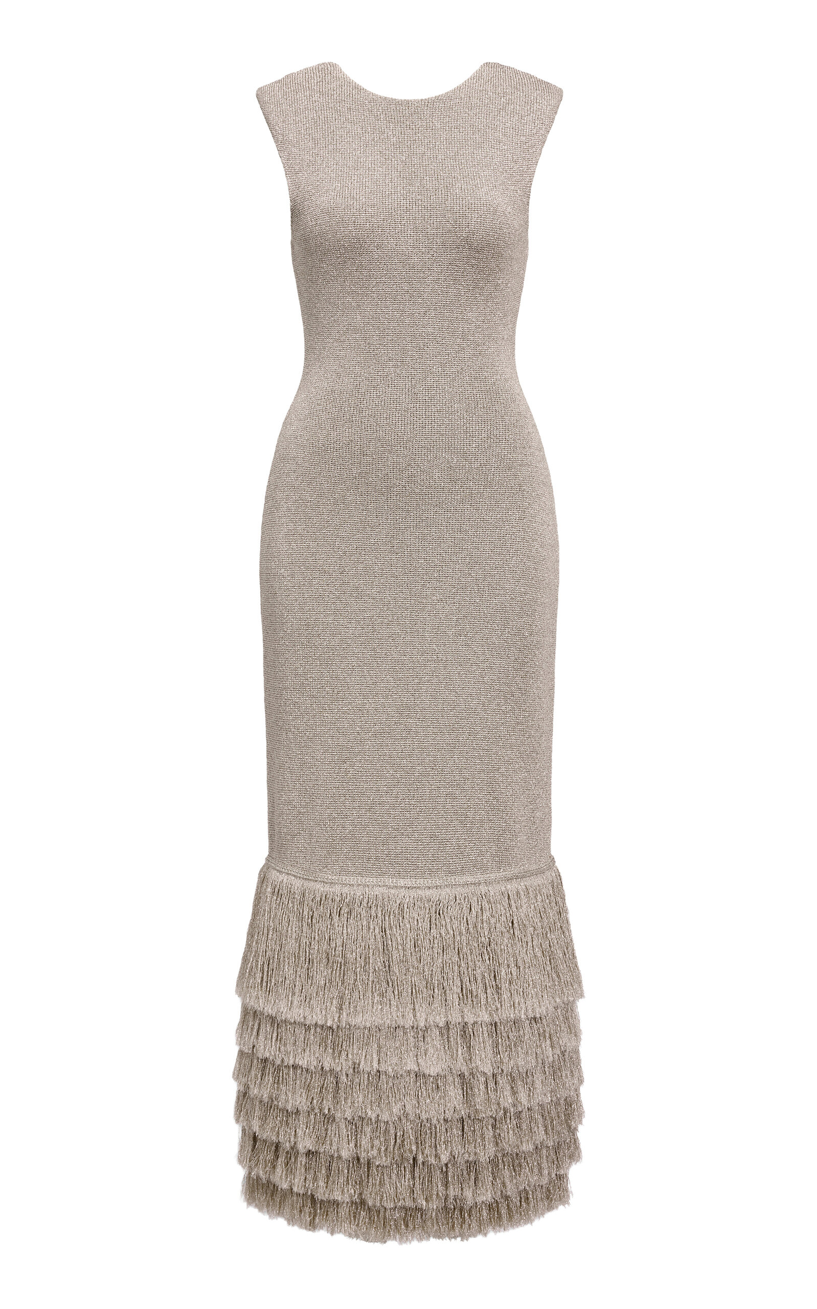Aje Breeze Knit Midi Dress In Metallic