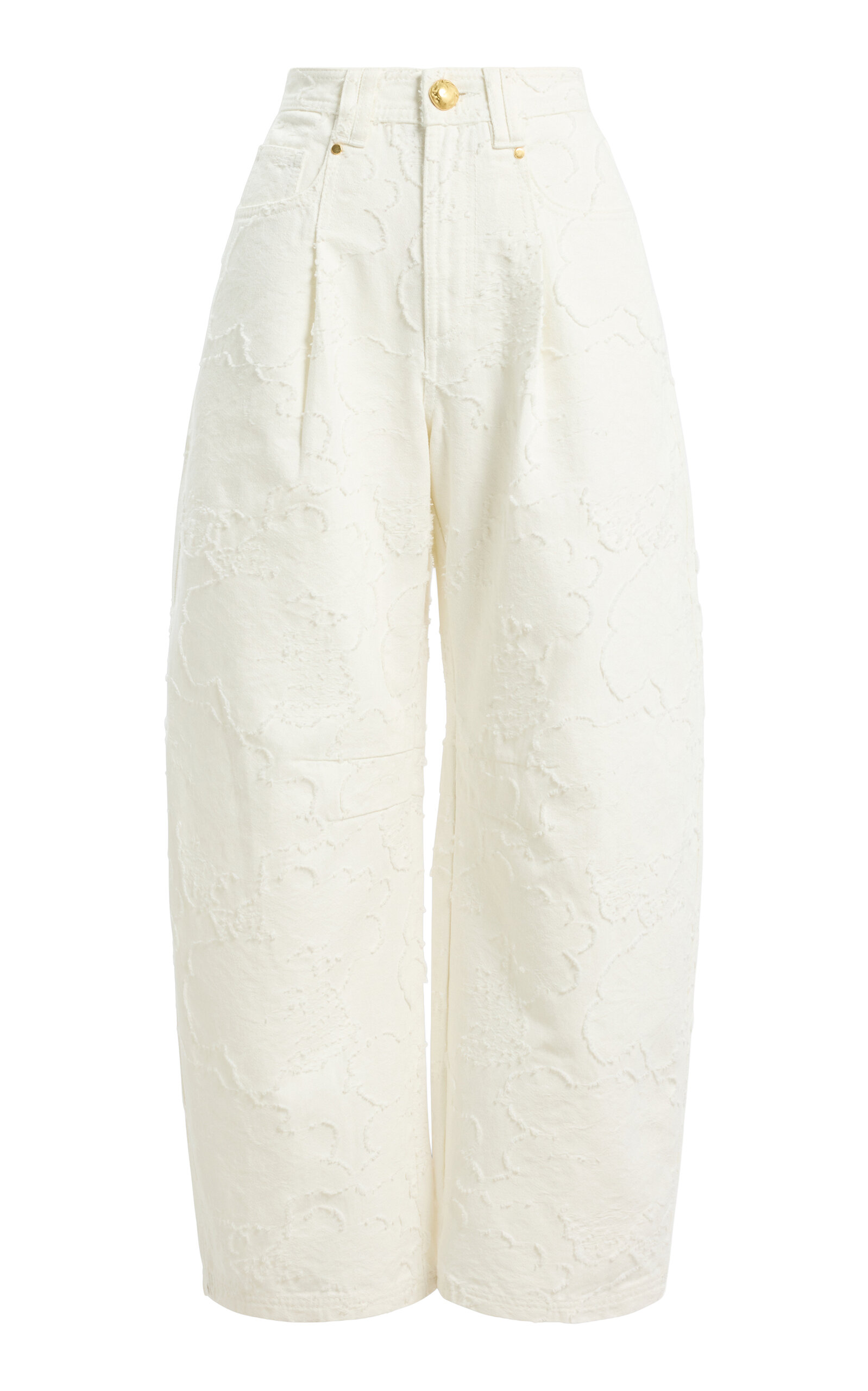 Aje Harlo Cotton Denim Barrel Jeans In Ivory