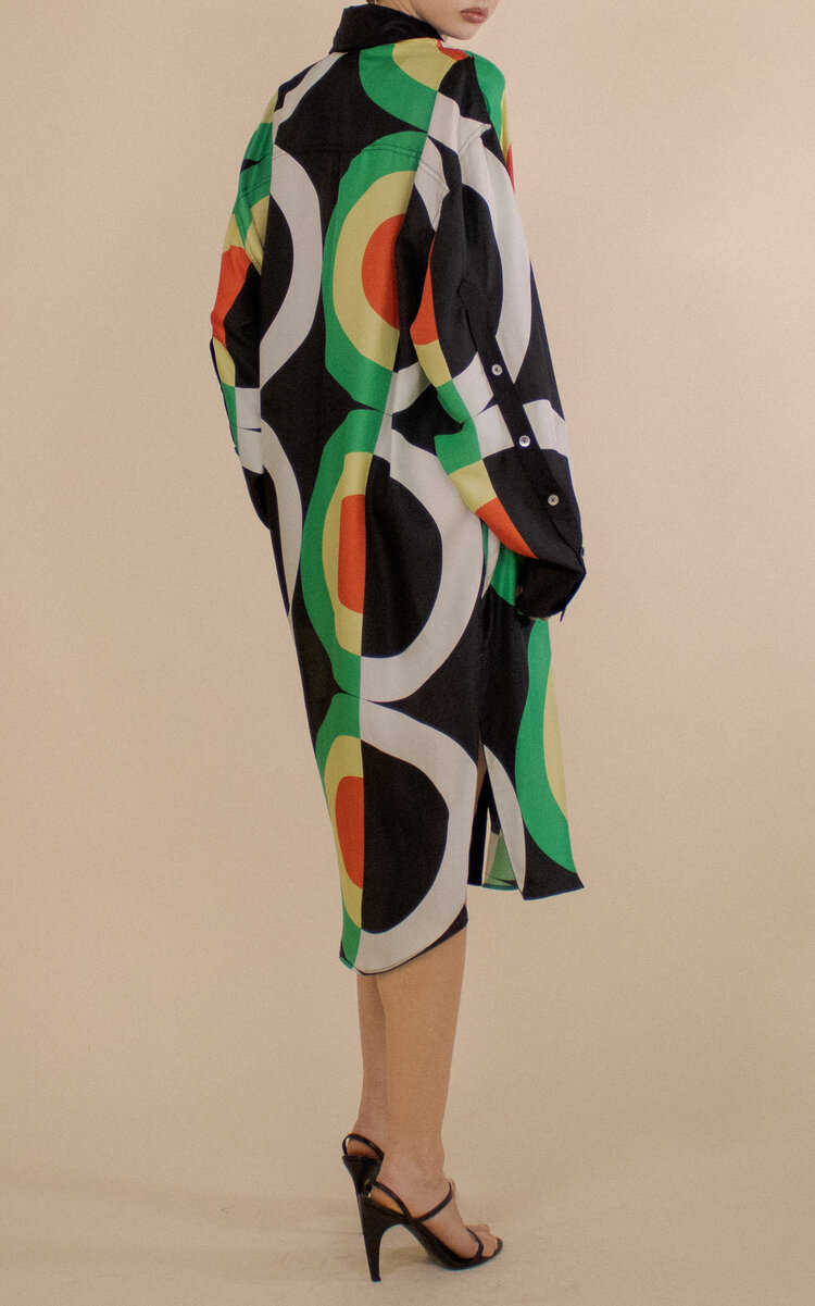 Solna Dot Oversized Silk Midi Shirtdress