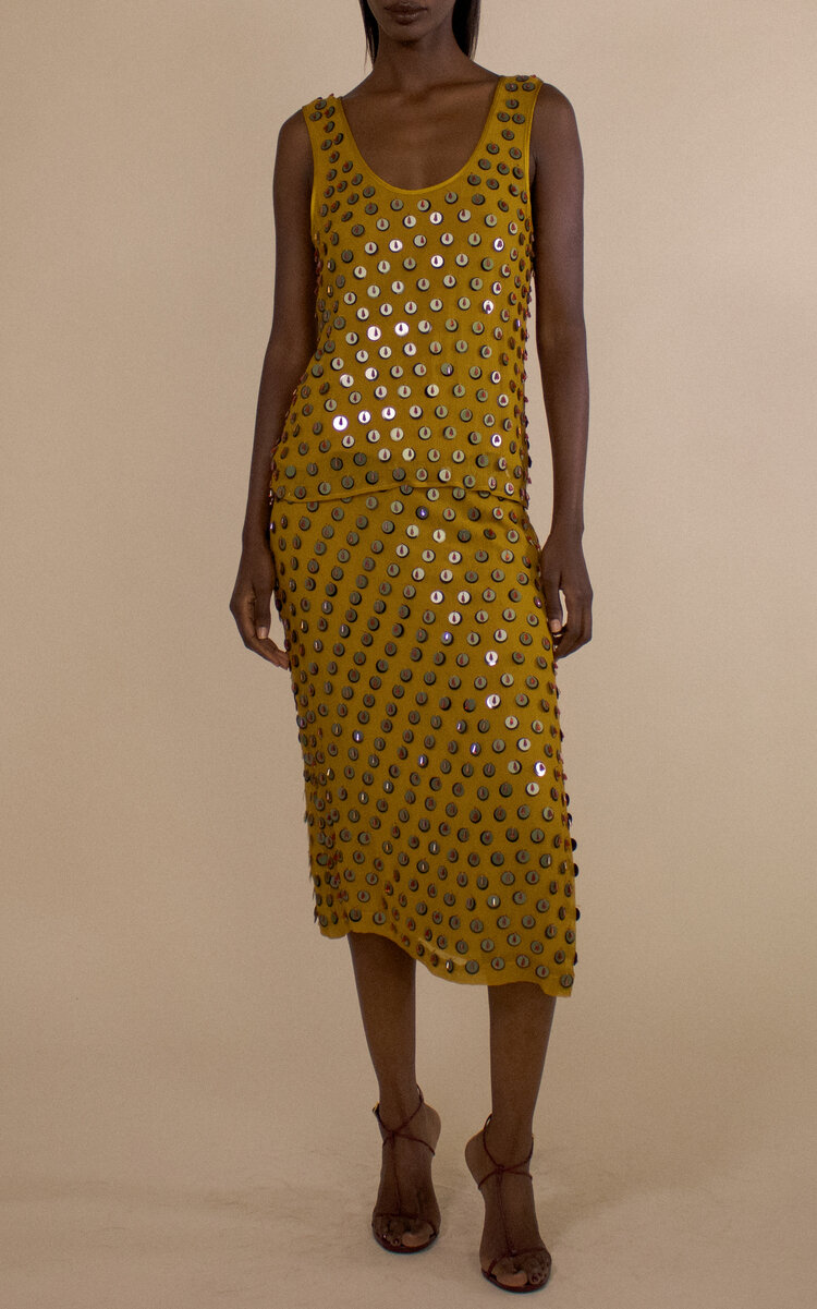 Embellished Dot Scoop Neck Tank