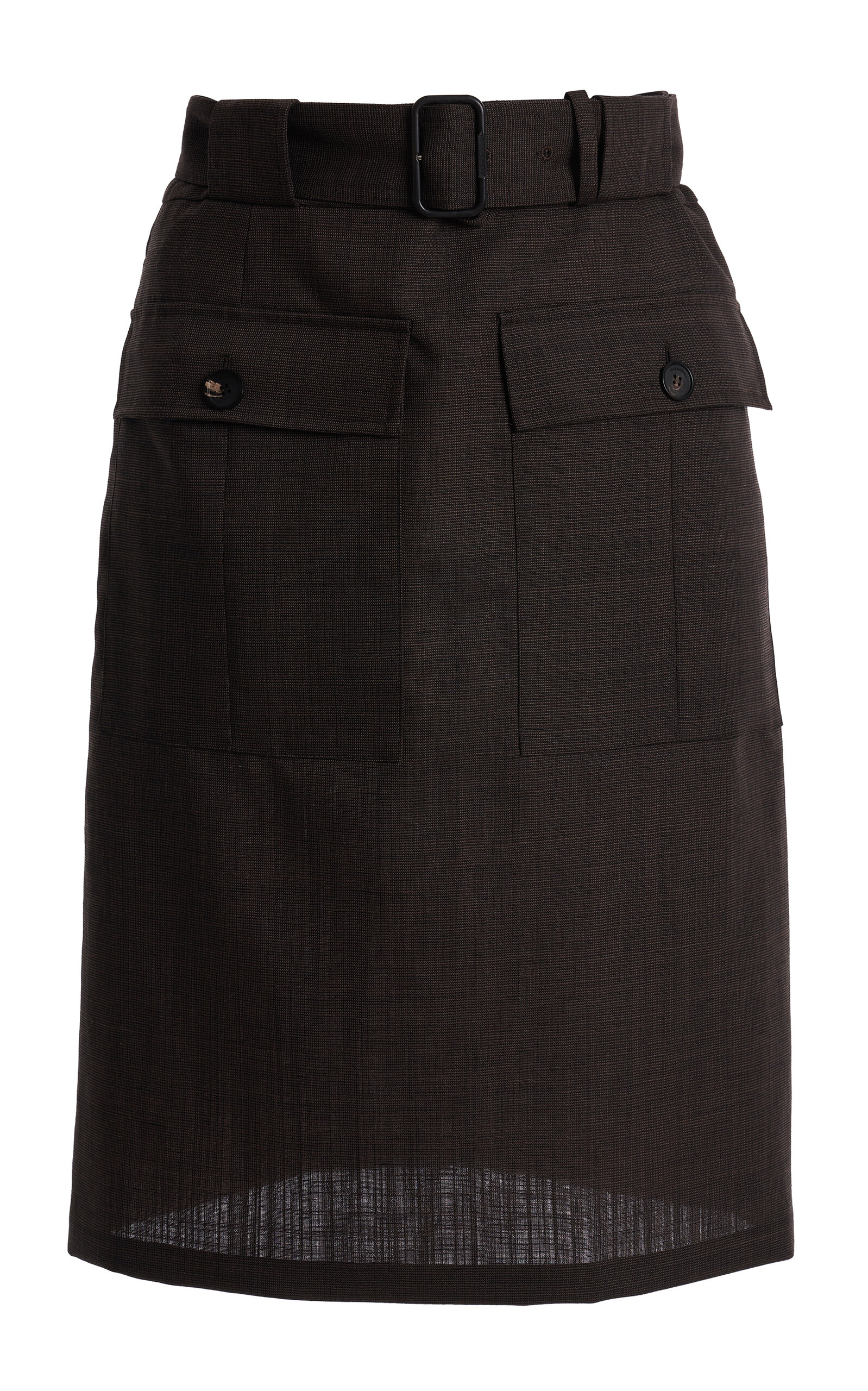 Wool-Linen Utility Knee Skirt