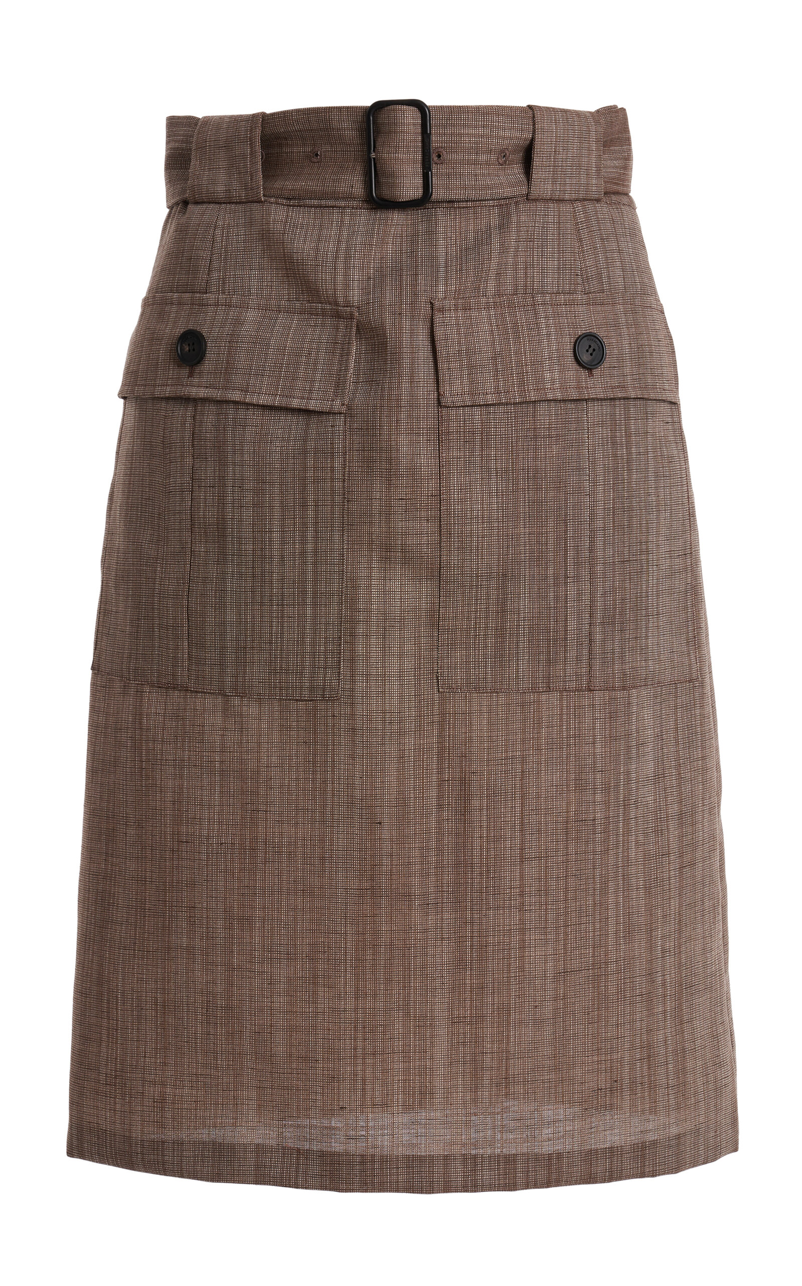 Wool-Linen Cargo Knee Skirt