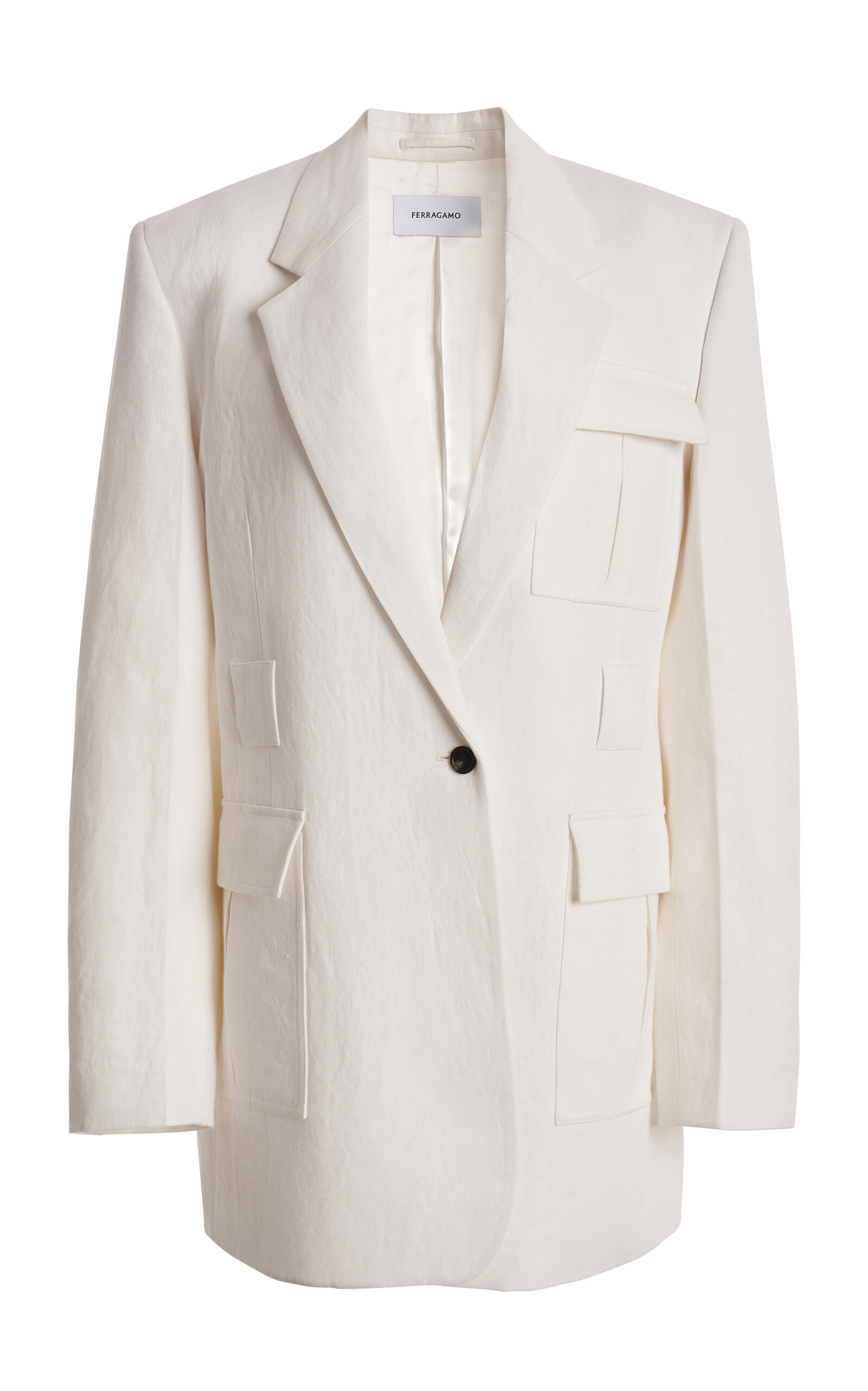 Double-Breasted Linen-Blend Jacket