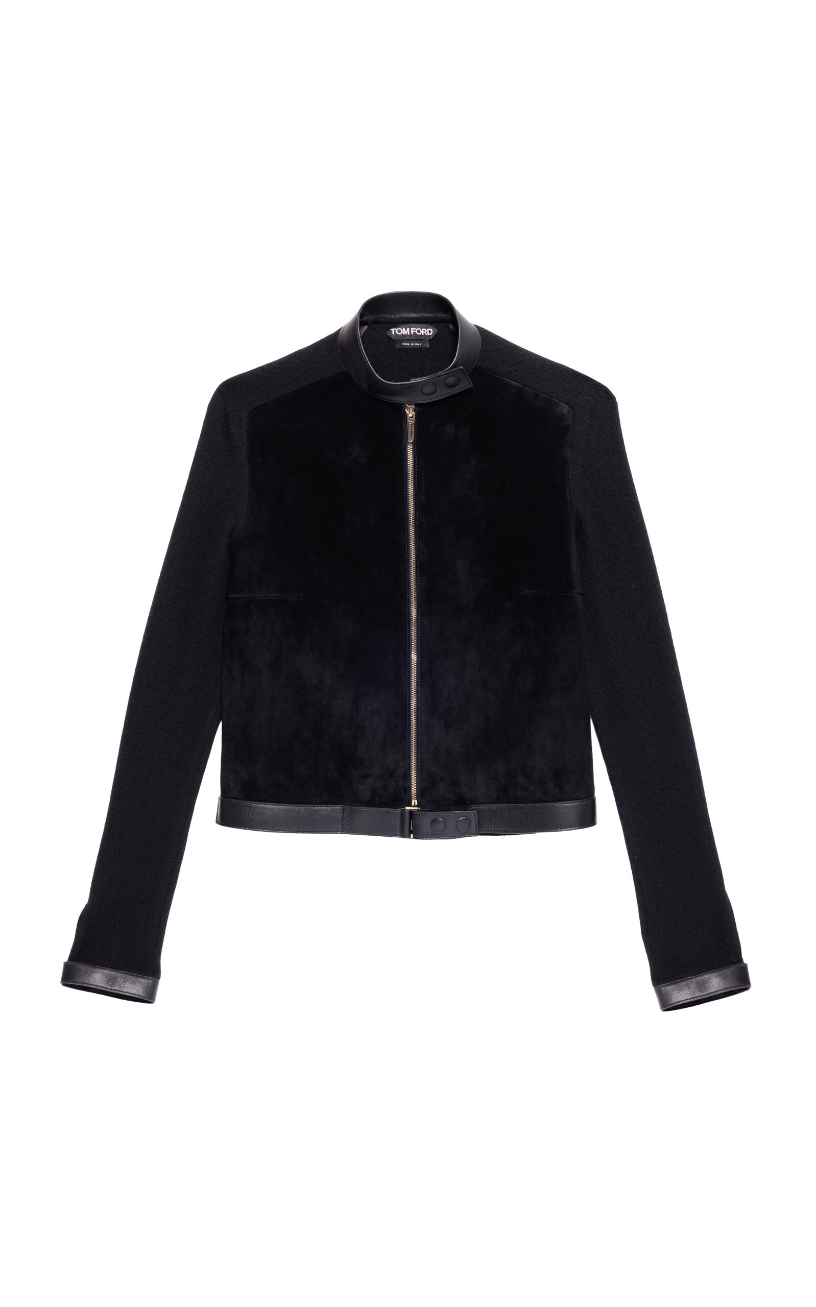 Fitted Cashmere-Leather Biker Jacket
