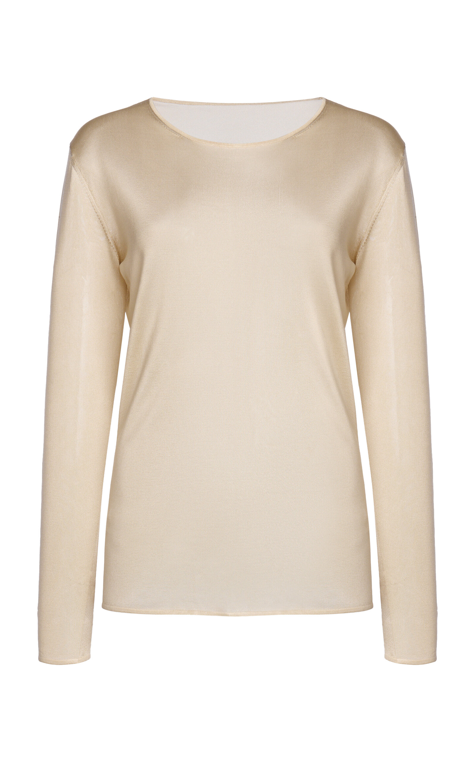 Sheer Silk Crewneck Long-Sleeve T-Shirt