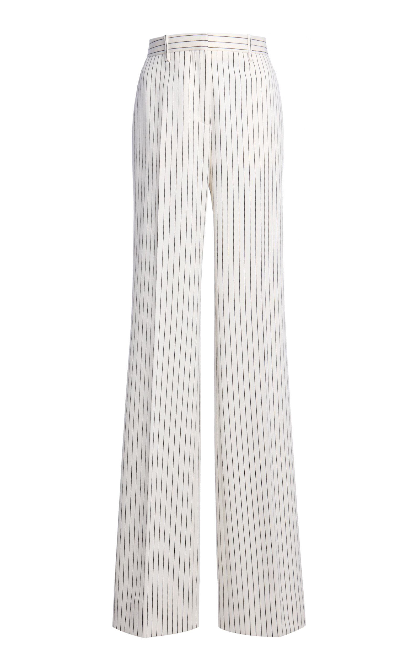 Striped Tailored Straight Boyfriend Wool Pants