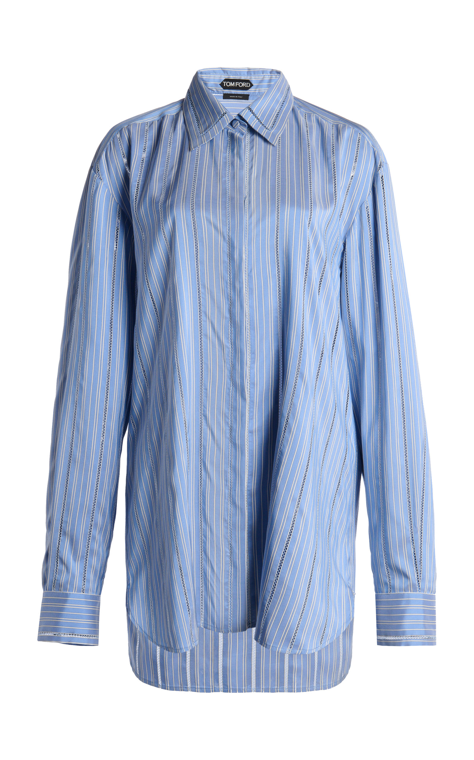 Striped Silk Elongated Relaxed-Fit Shirt