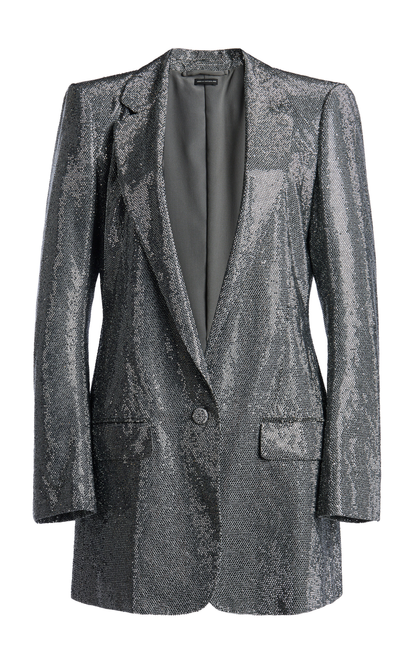 Crystal-Embroidered Cotton-Silk Blazer