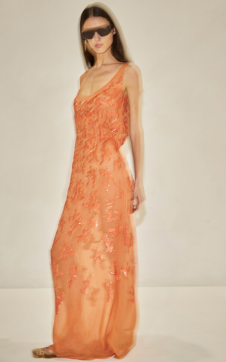 Julieta Sequined Applique Maxi Dress