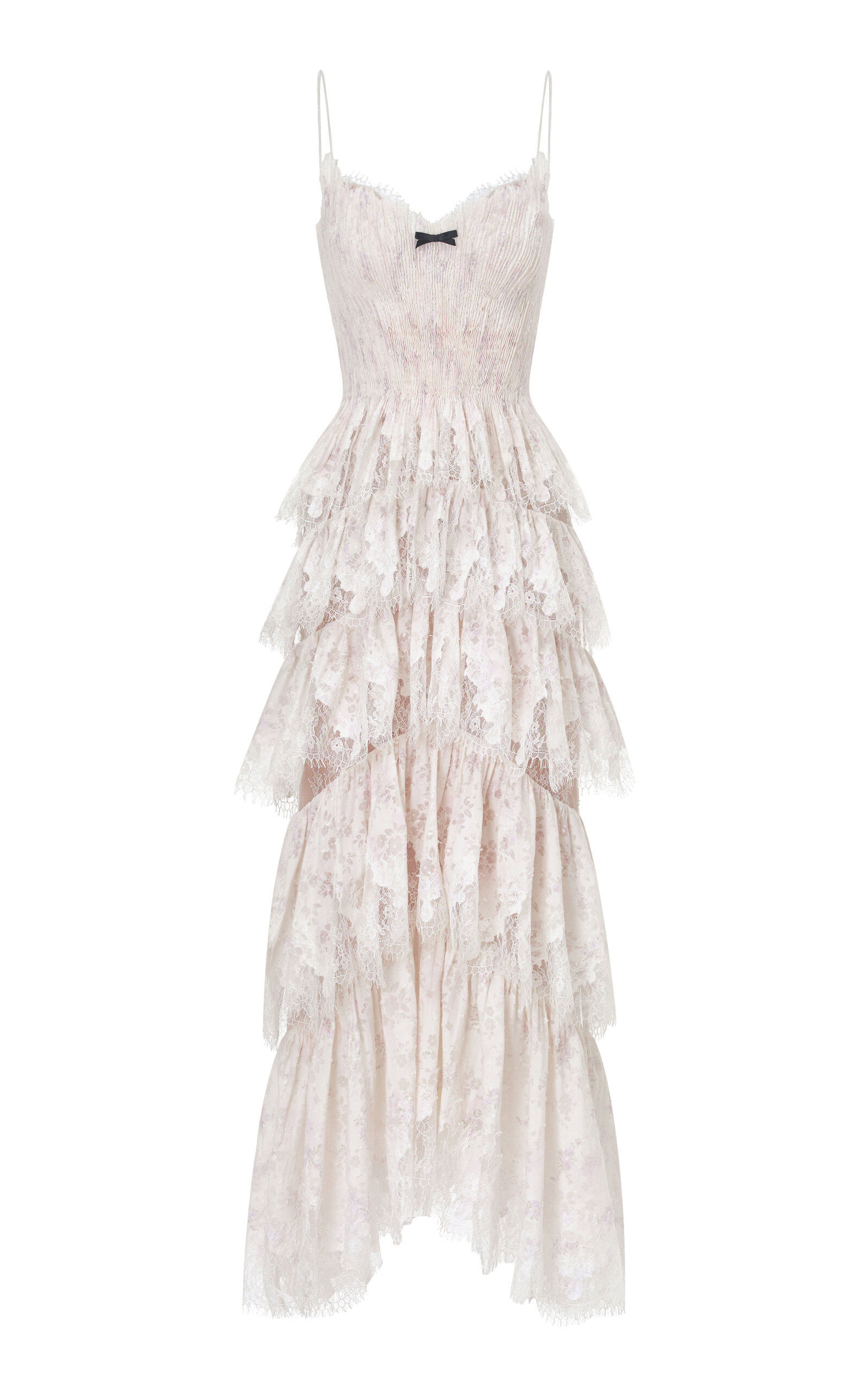 Ruffle Lace Cotton-Blend Maxi Dress