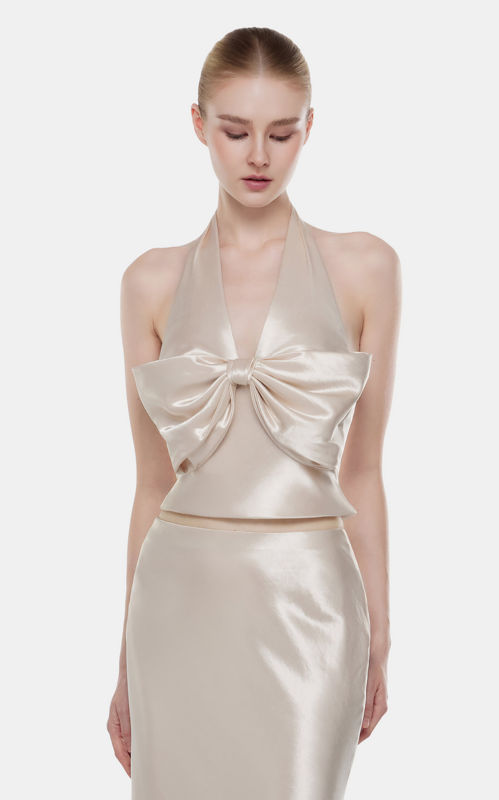 Satin Halter Ribbon Top