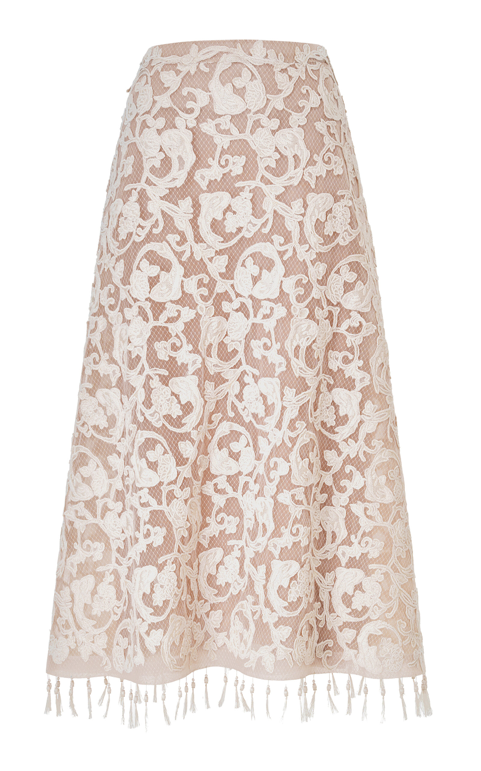 Lace Charm-Beaded Midi Skirt
