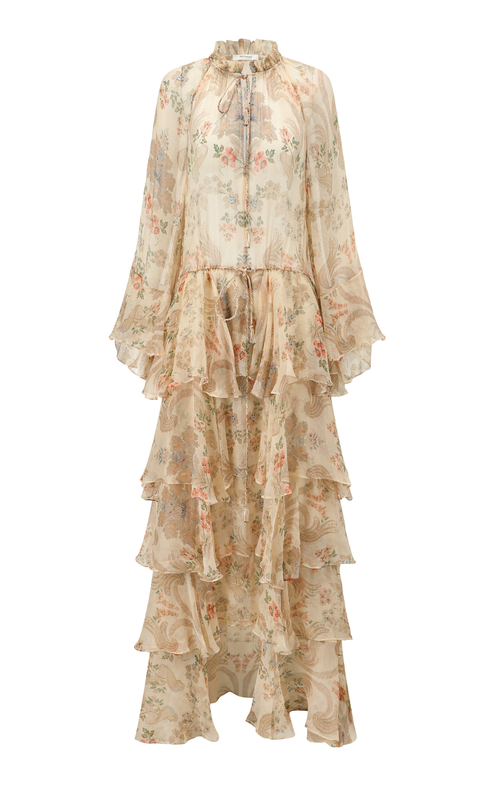 Floral Tiered Silk Maxi Dress