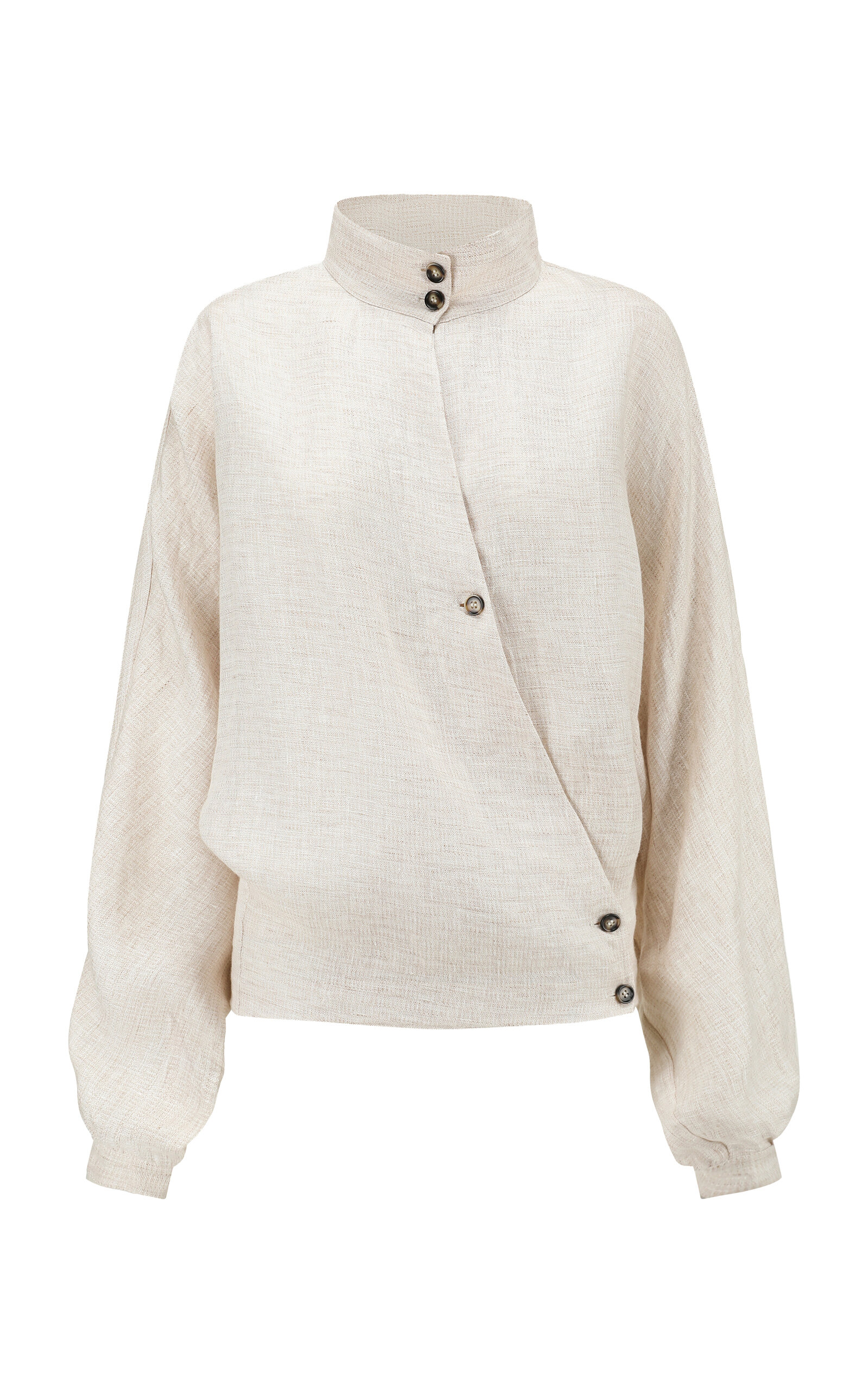 Oat Asymmetrical Linen Top