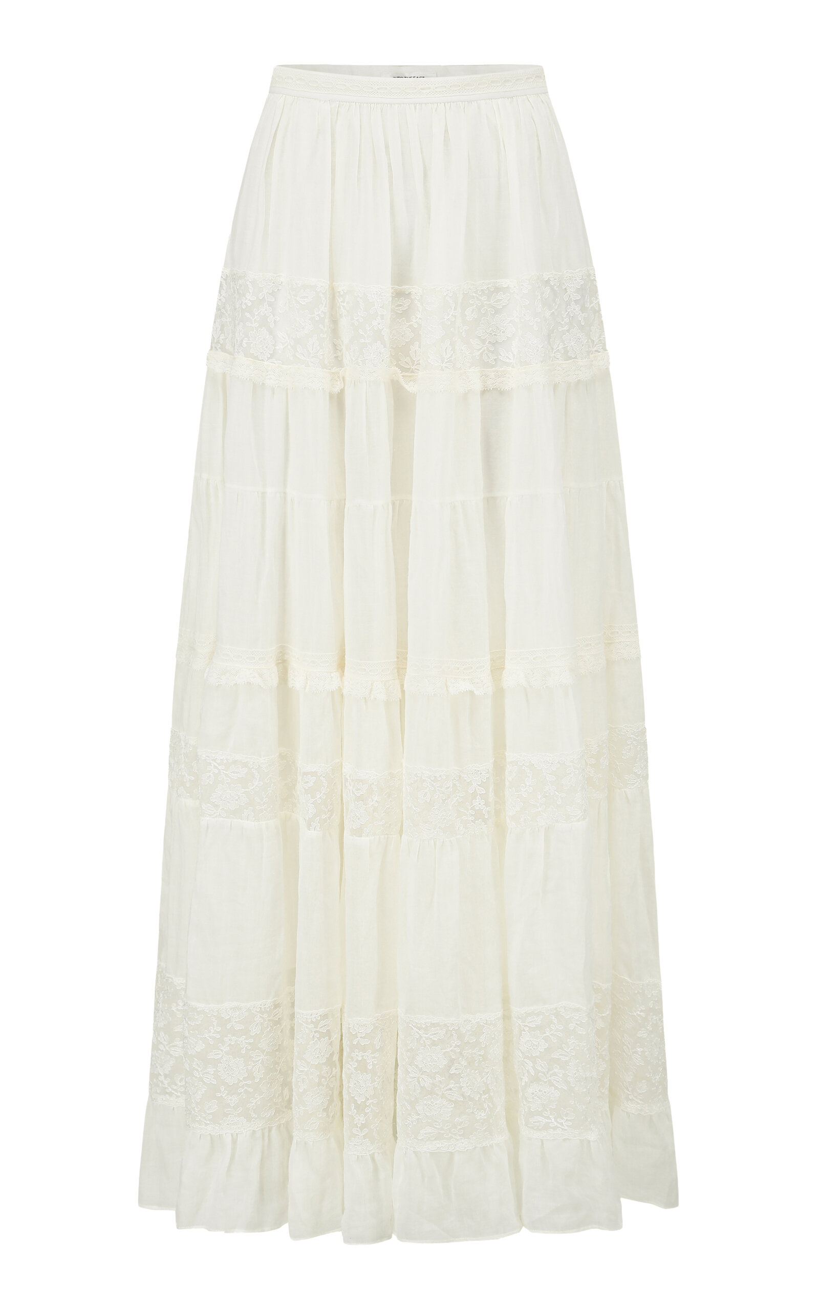 Ramie Paneled Lace Maxi Skirt