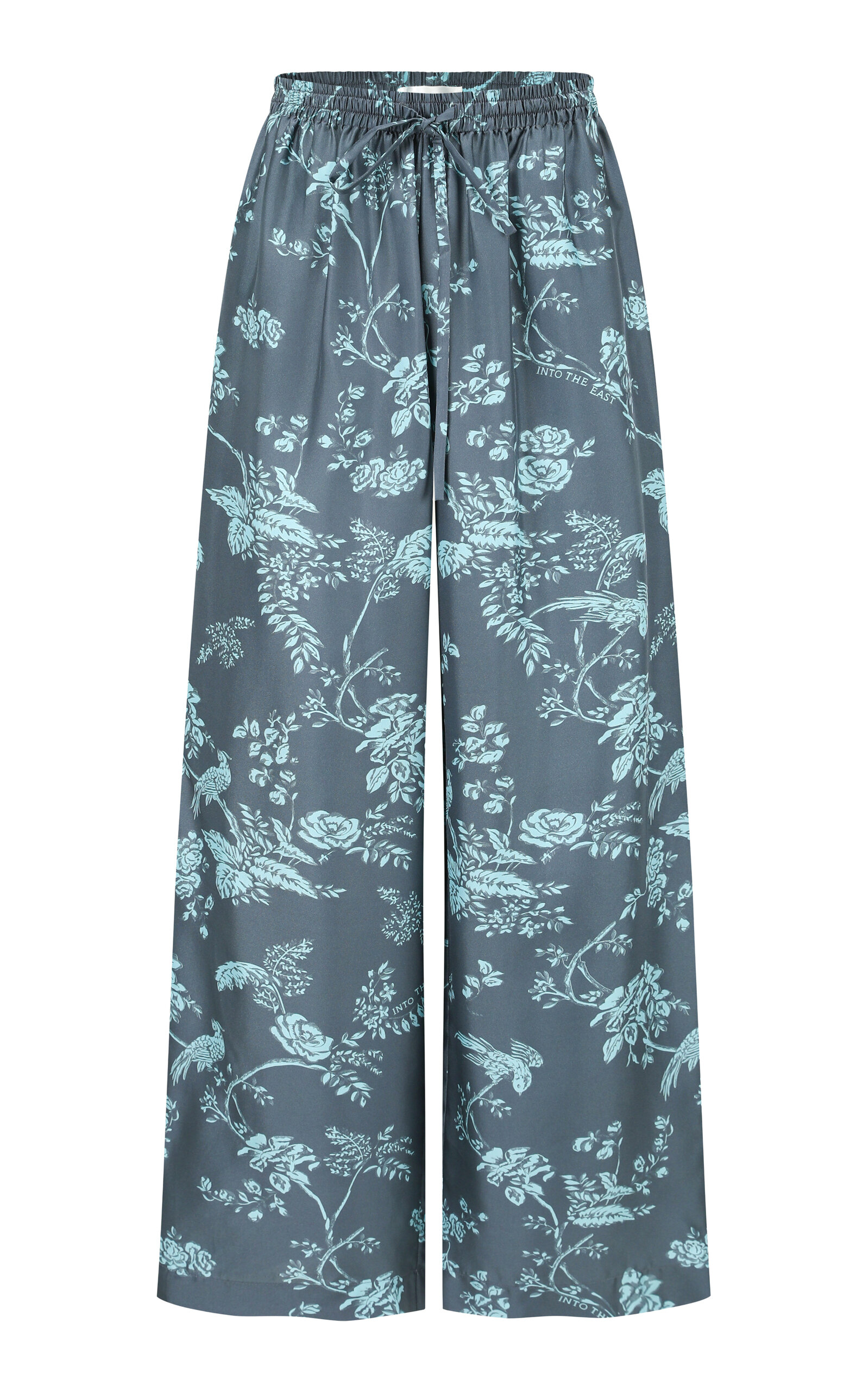 Bird And Flower Silk Wide-Leg Pants
