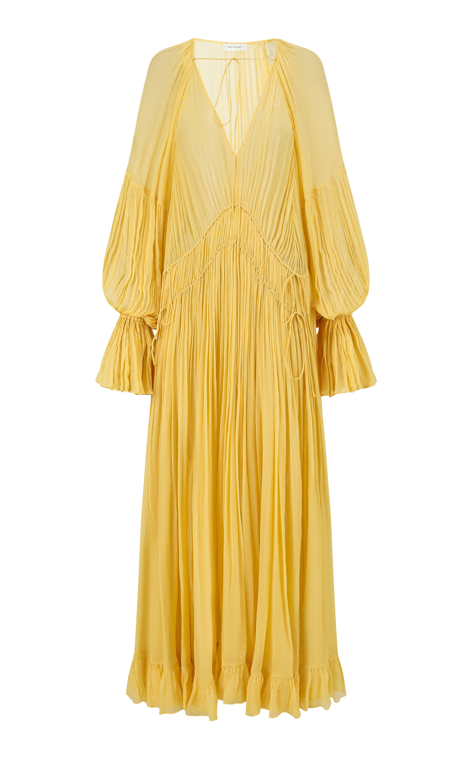 Pleated Silk Maxi Dress