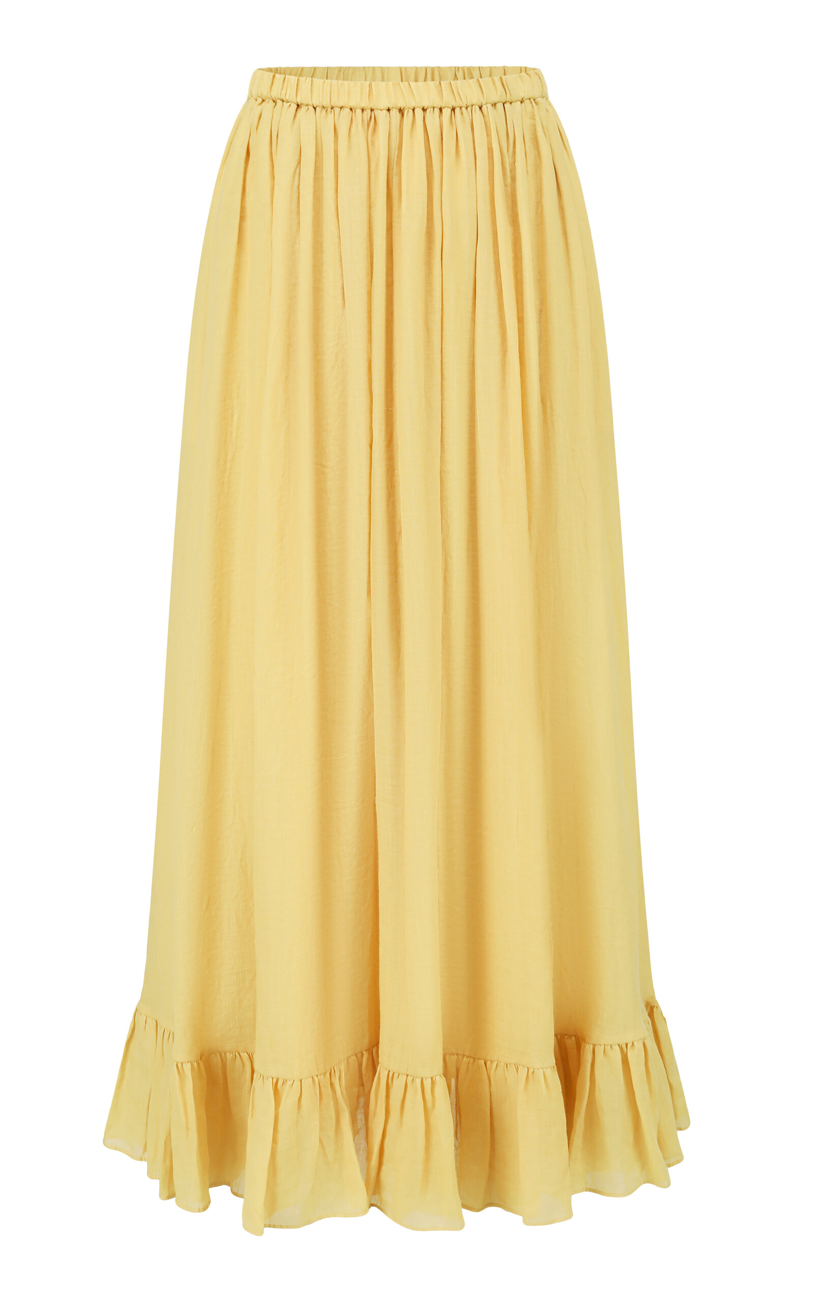 Gathered Twill Maxi Skirt