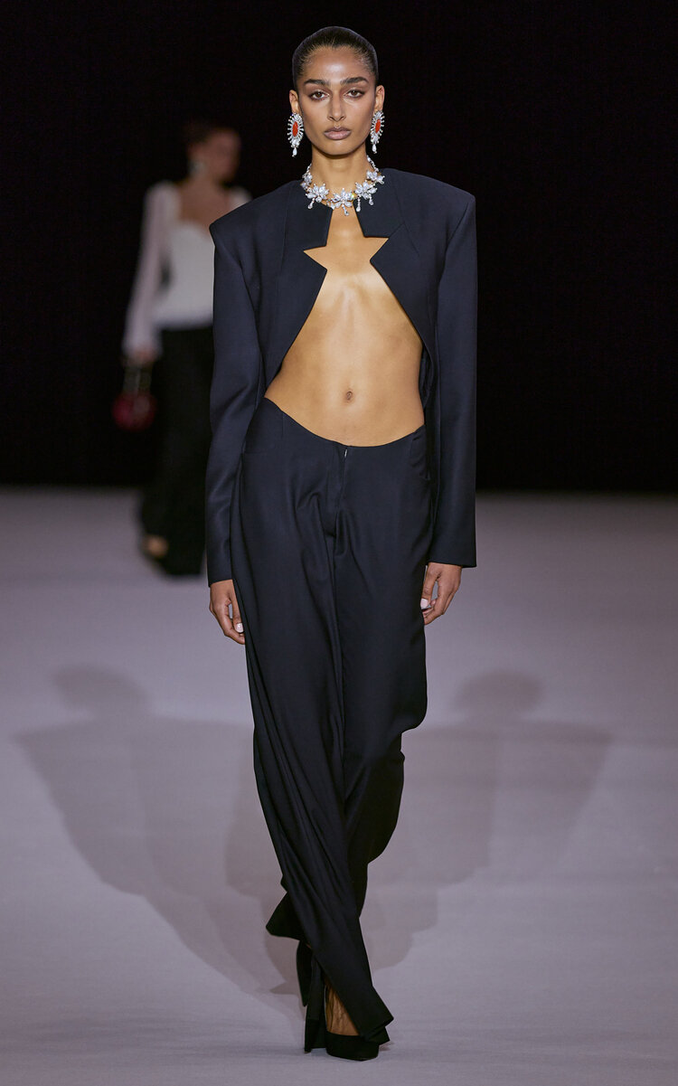 Cropped Silk-Blend Tailored Jacket