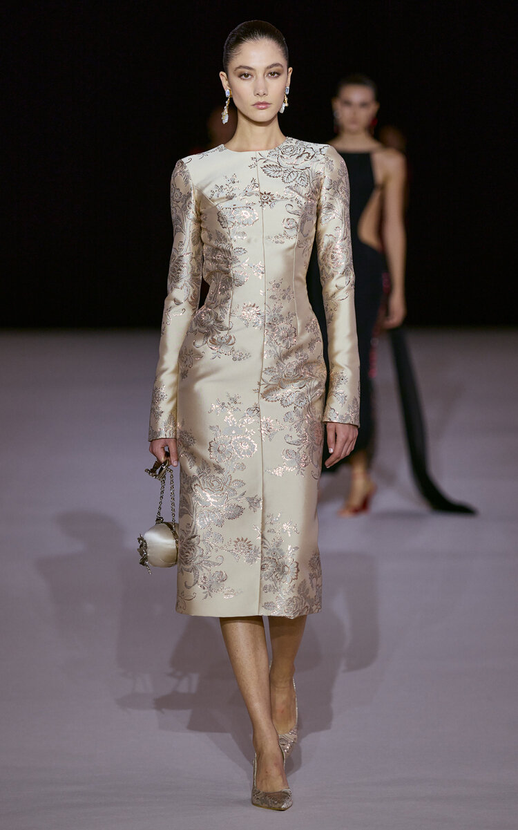 Floral Brocade Silk-Blend Midi Dress