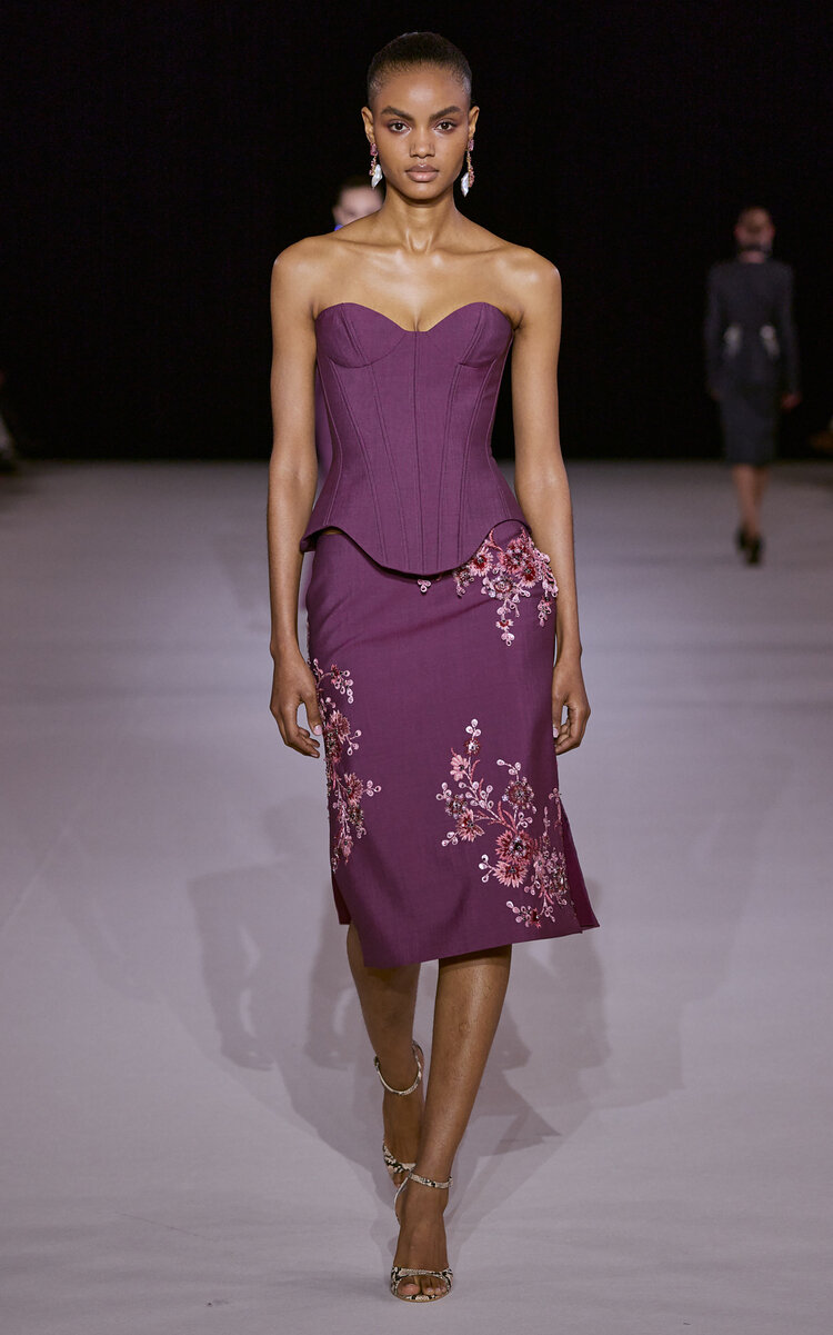 Embroidered Silk-Blend Midi Skirt