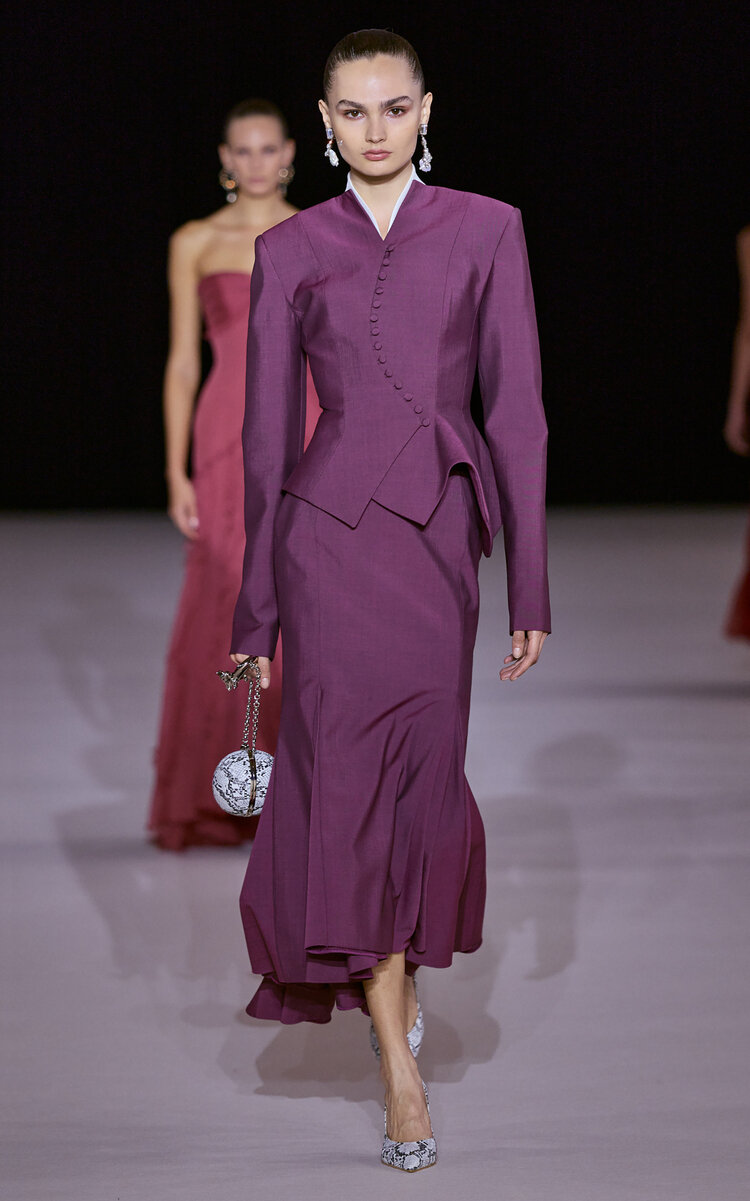 Asymmetric Tailored Silk-Blend Midi Skirt
