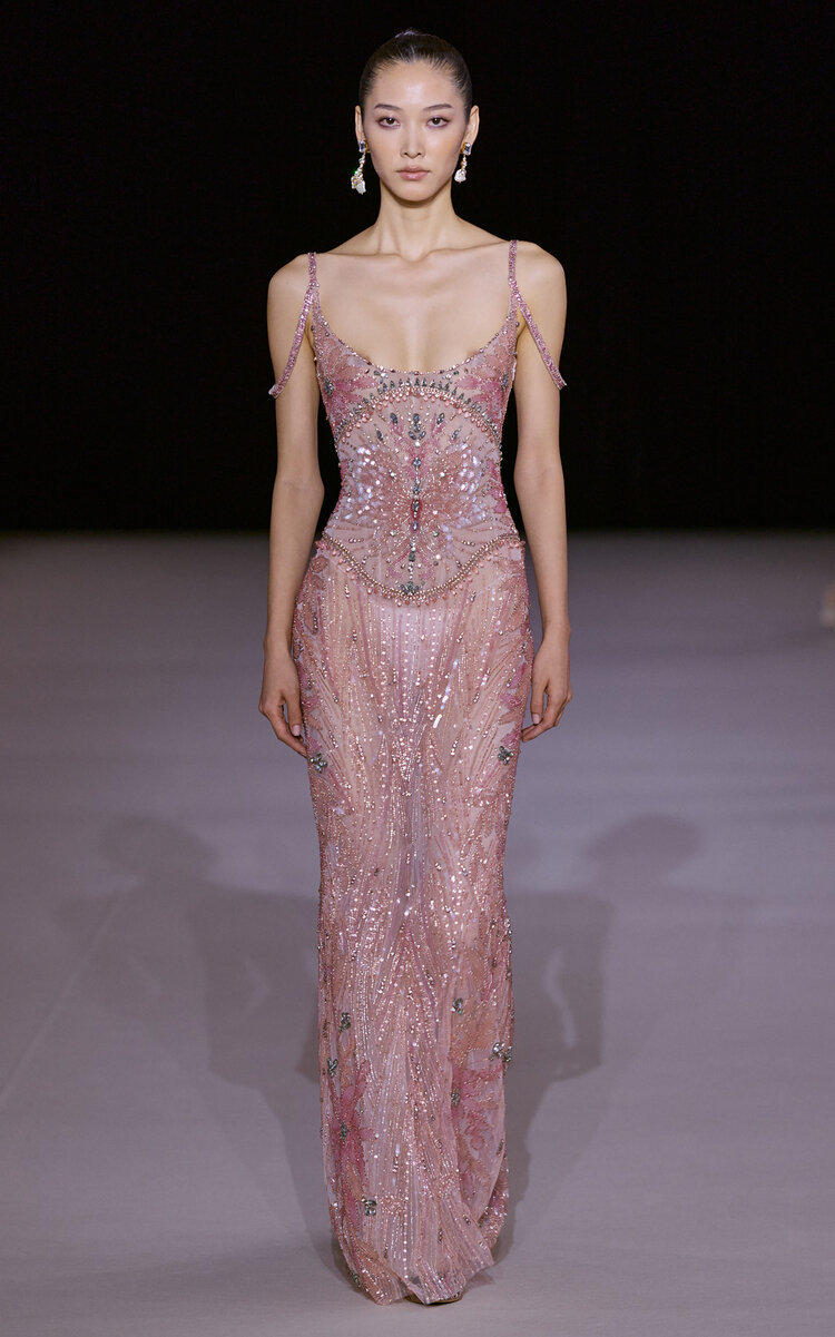 Embellished Cami Silk-Blend Gown