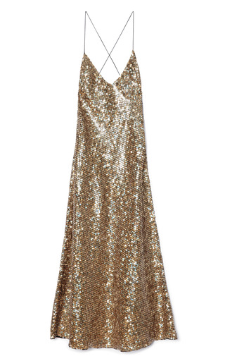 Gold Mirror Sequin Tea Length Dress by Marc Jacobs | Moda Operandi