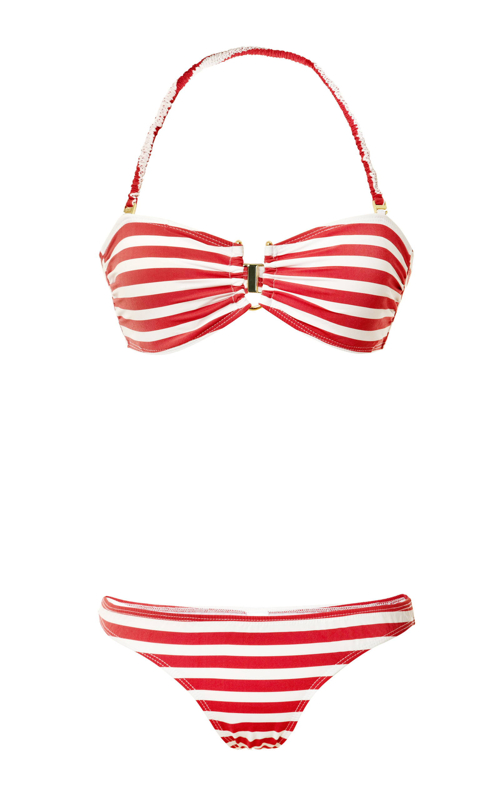 red and white striped bikini