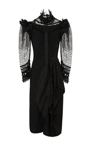 Black Satin Back Crepe Victorian Dress by Marc Jacobs | Moda Operandi