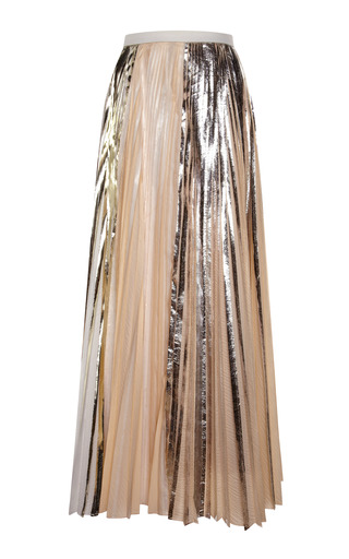 silver pleated long skirt