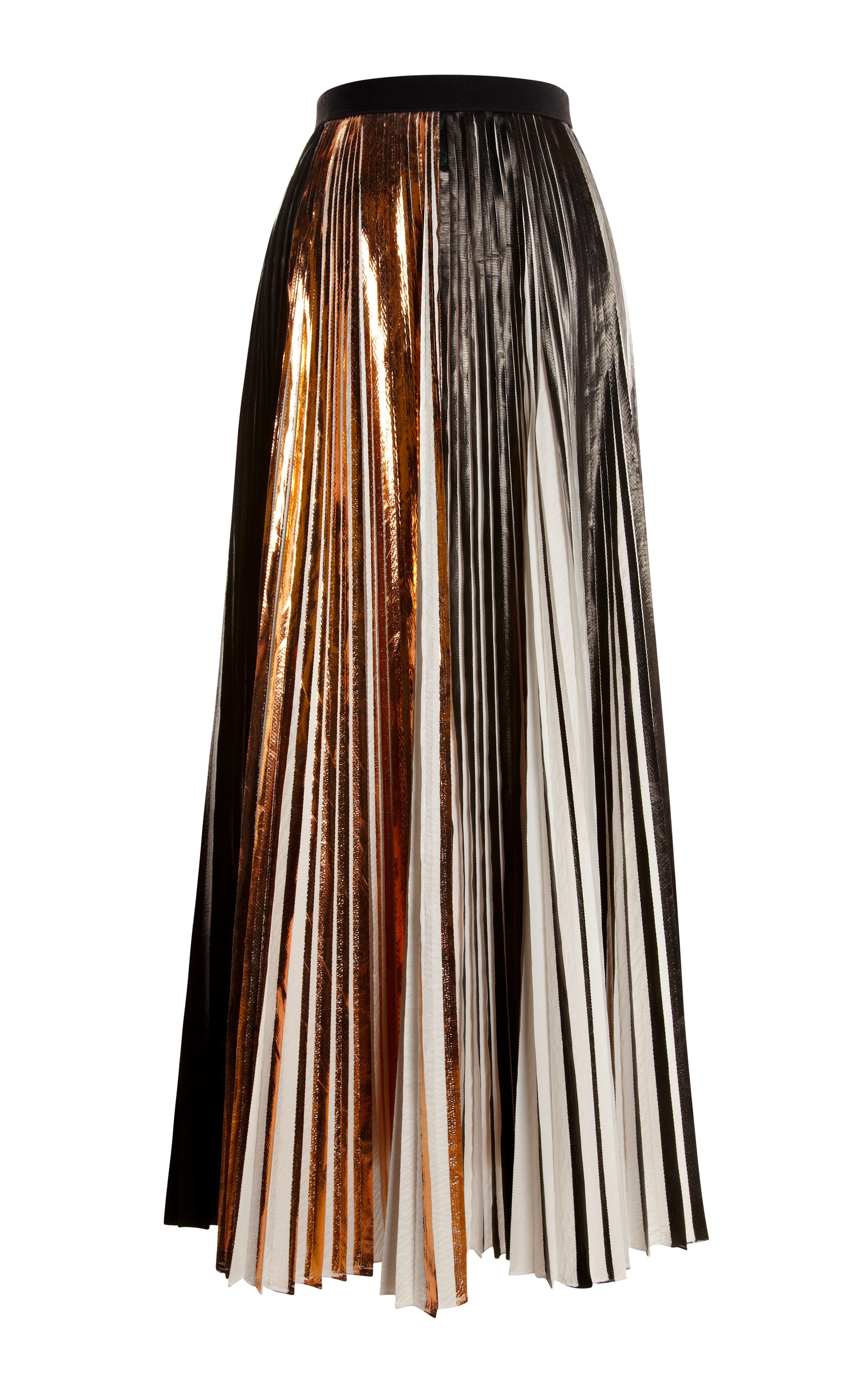 Copper Foil Print Pleated Cloque Pleated Long Skirt by | Moda Operandi