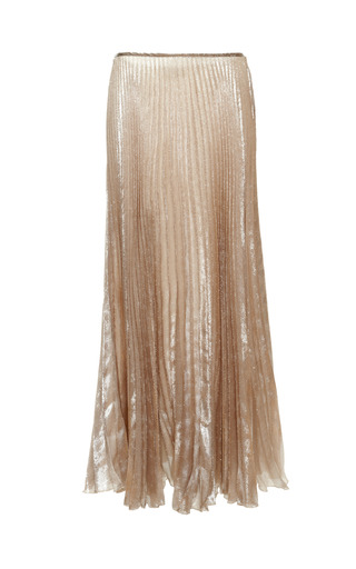 Silk Lurex Long Plisse Skirt by Rochas | Moda Operandi
