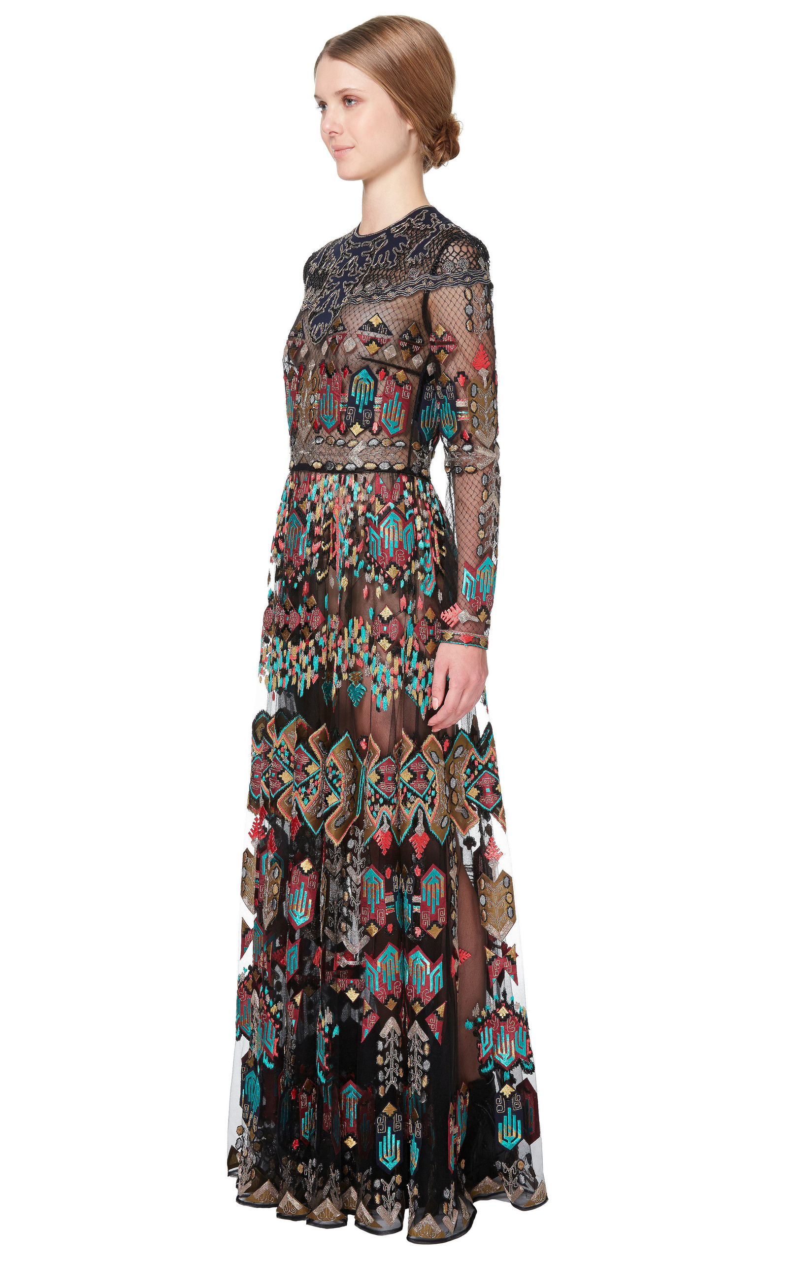 black long sleeve ankle length dress