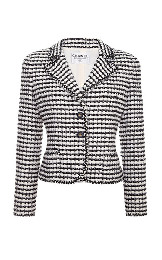 Chanel Black And White Boucle Jacket from What Goes | Moda Operandi