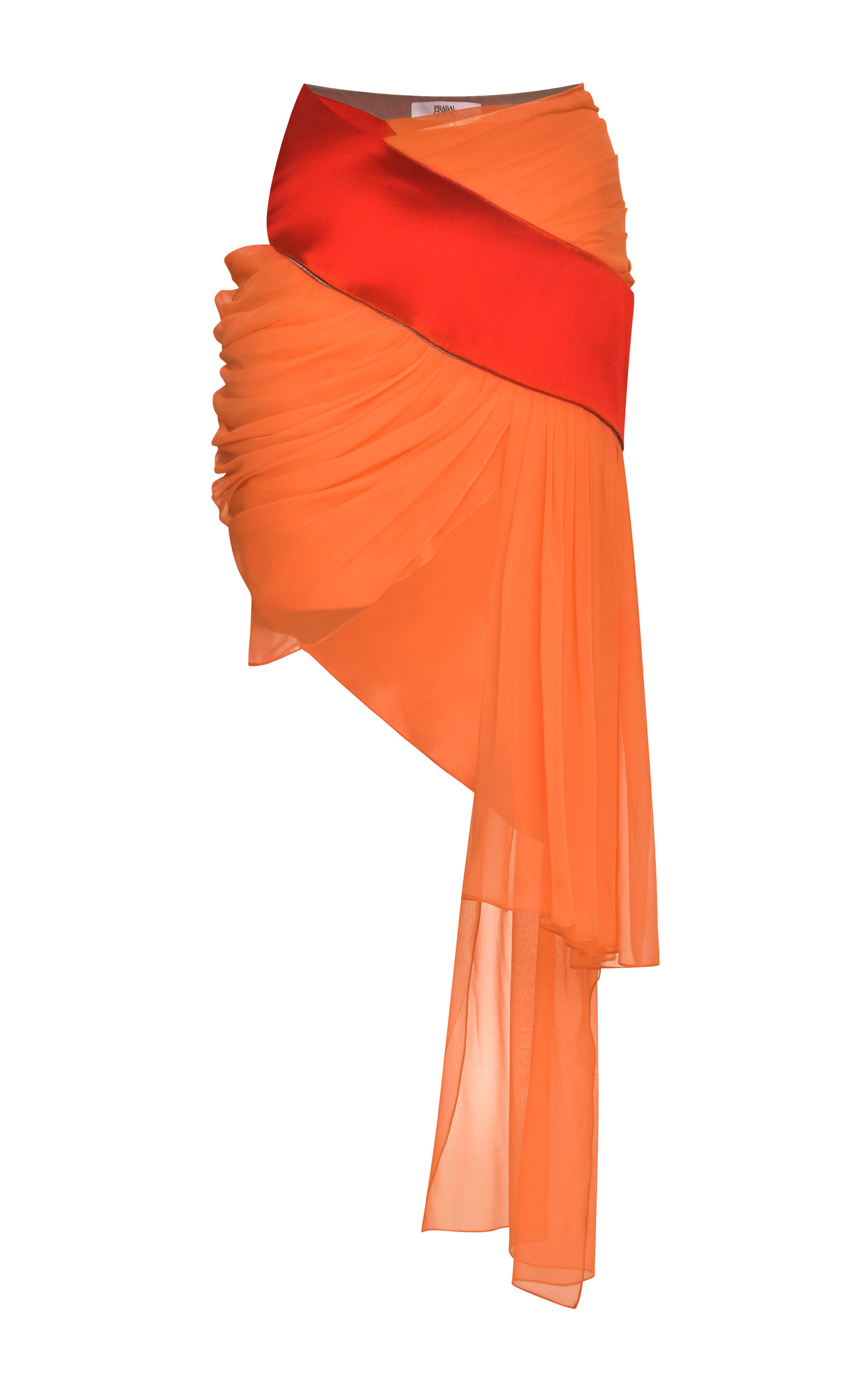 Cantaloupe Draped Mini Skirt With Asymmetrical Train | Moda Operandi