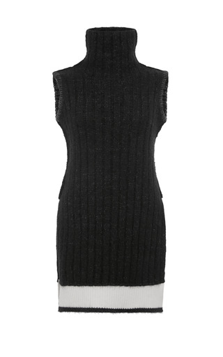 Black And White Ribbed Cashmere Turtleneck Sleeveless | Moda Operandi