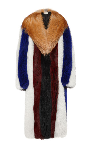Aubergine Stripe Fox Fur Coat by Marni | Moda Operandi