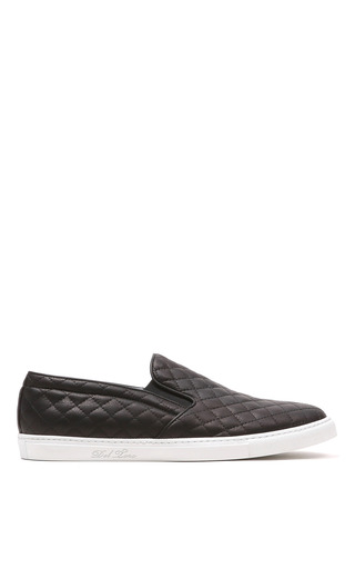 black leather sneaker with white sole