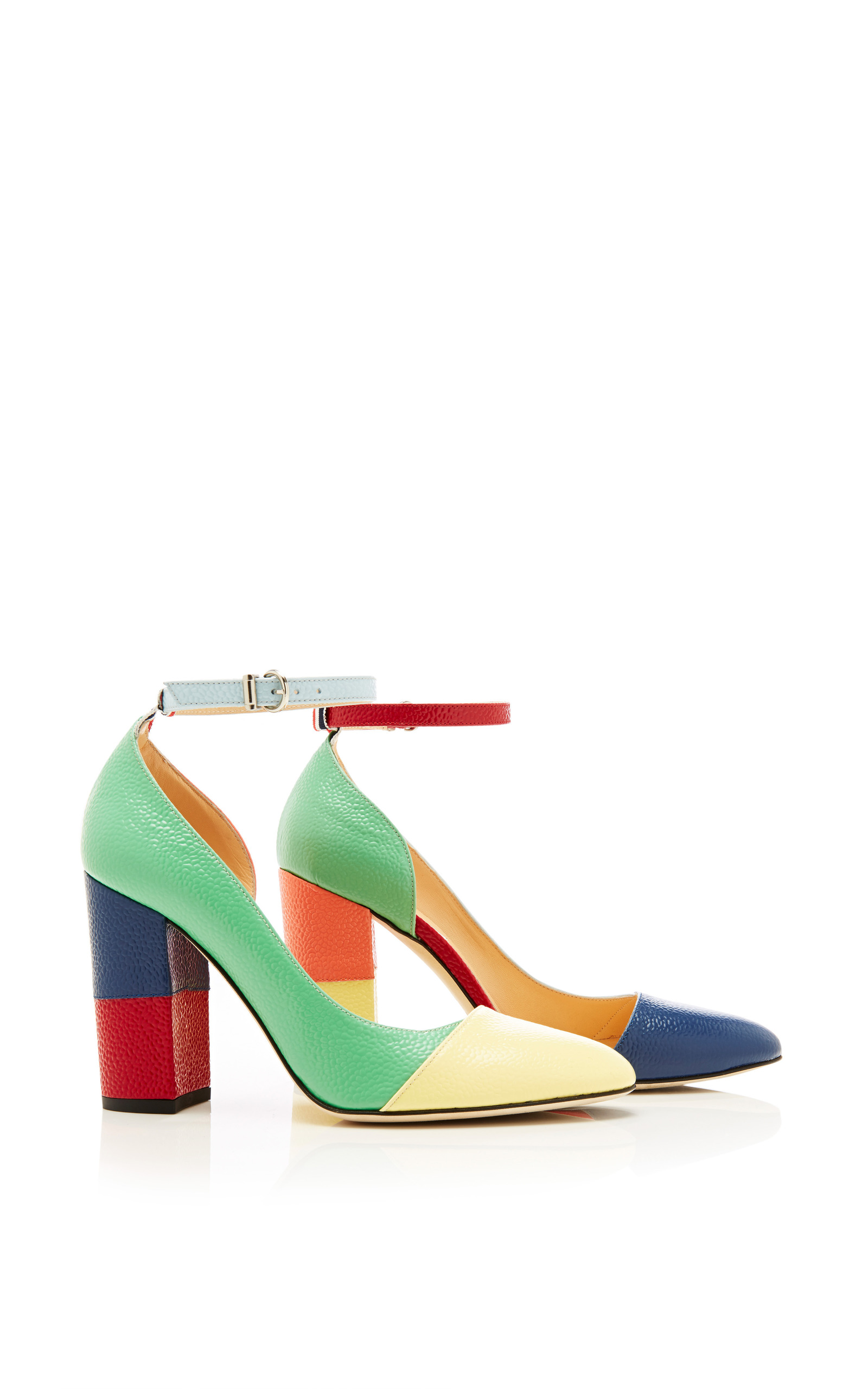 cap toe block heel