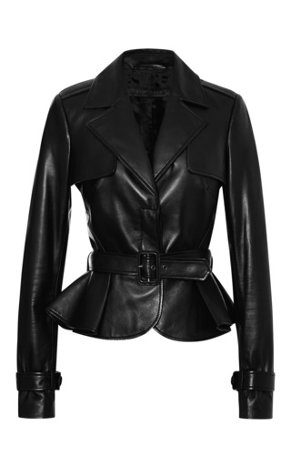 Black Peplum Leather Jacket by Elie Saab | Moda Operandi