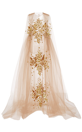 Yellow Print Embroidered Bobbinet Tulle Gown by | Moda Operandi