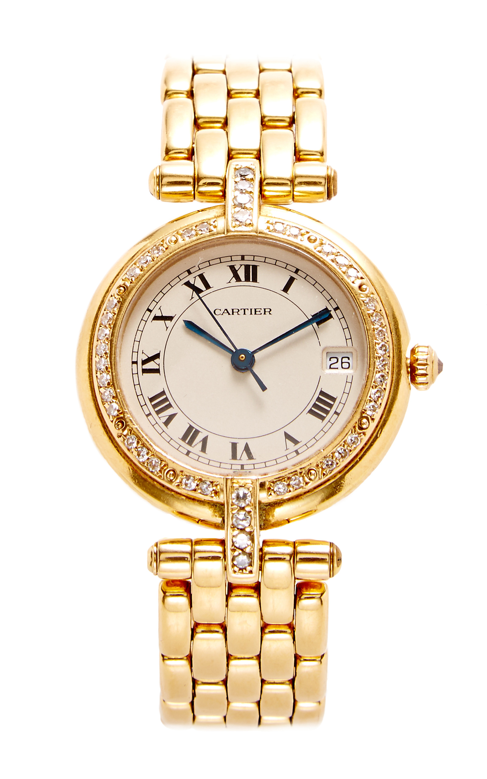 Vintage Cartier 18k Yellow Gold Vlc Watch With Single Row Diamonds From Tara Compton By Tara Compton Moda Operandi