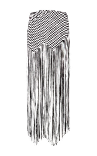 Black And Off White Fringe Basket Weave Long Skirt by | Moda Operandi