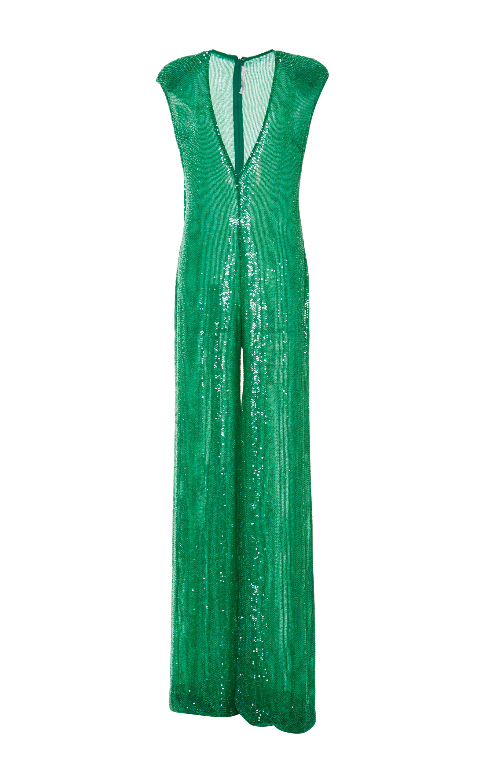 sequin jumpsuit green
