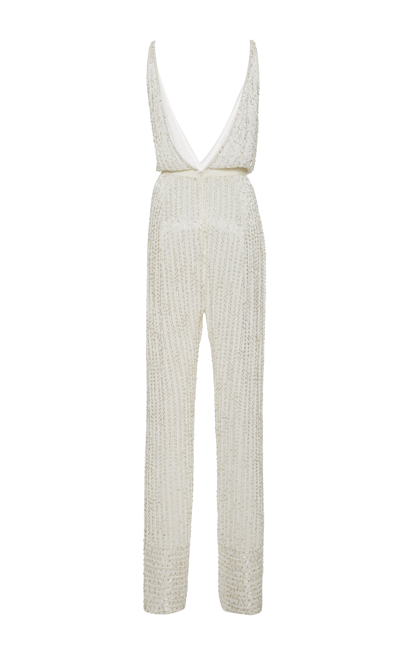 white beaded jumpsuit