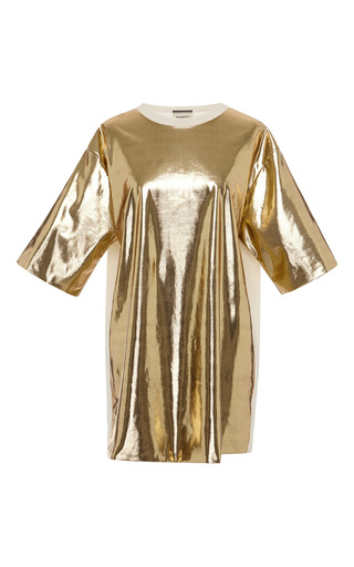 Gold Metallic And White T-Shirt by Fausto Puglisi | Moda Operandi