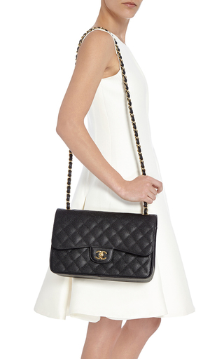 chanel black quilted caviar medium classic double flap bag